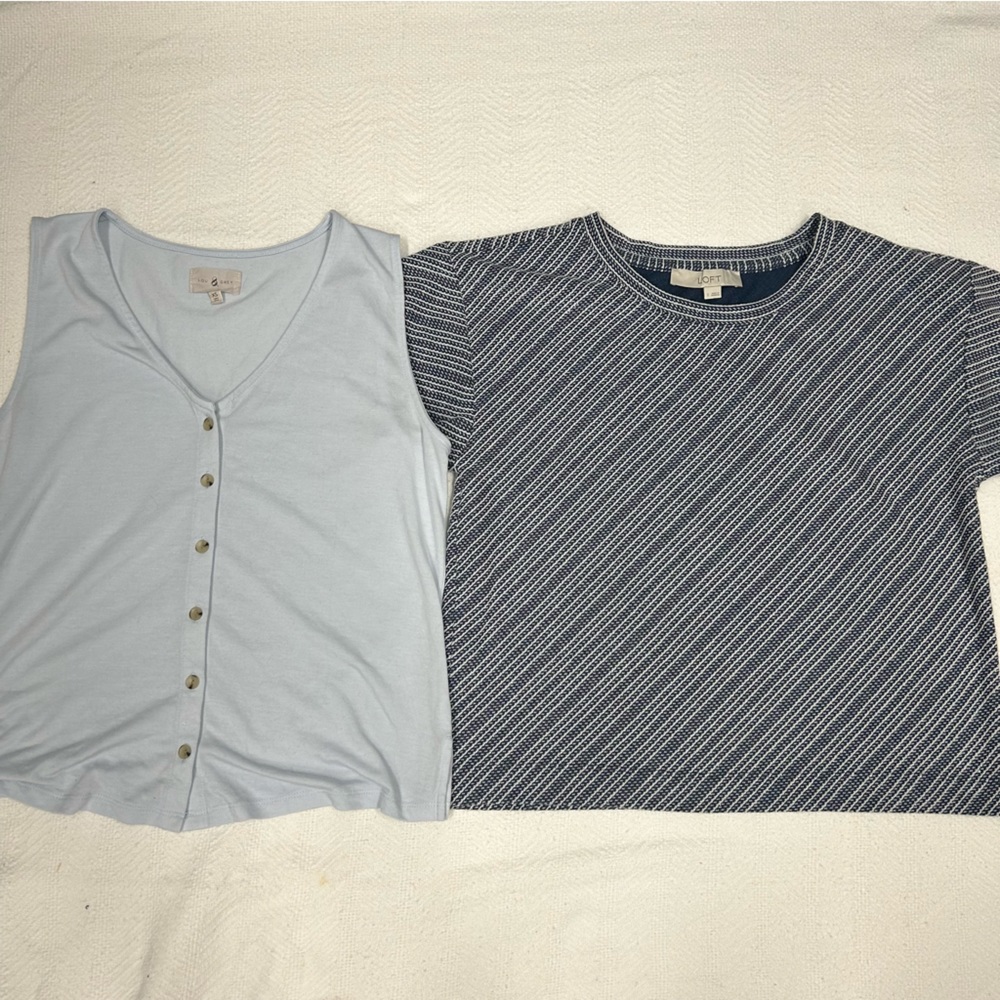 Two small blue Loft blouses